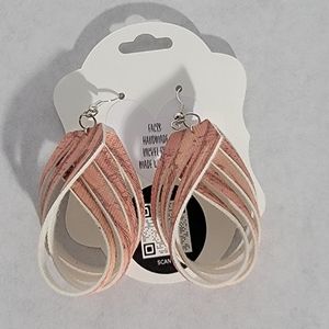 Cork Folded Sculpted Faux Leather Earrings 2.0"